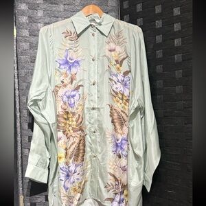 Zimmermann Sage Green Floral-Panel Button Down Shirt